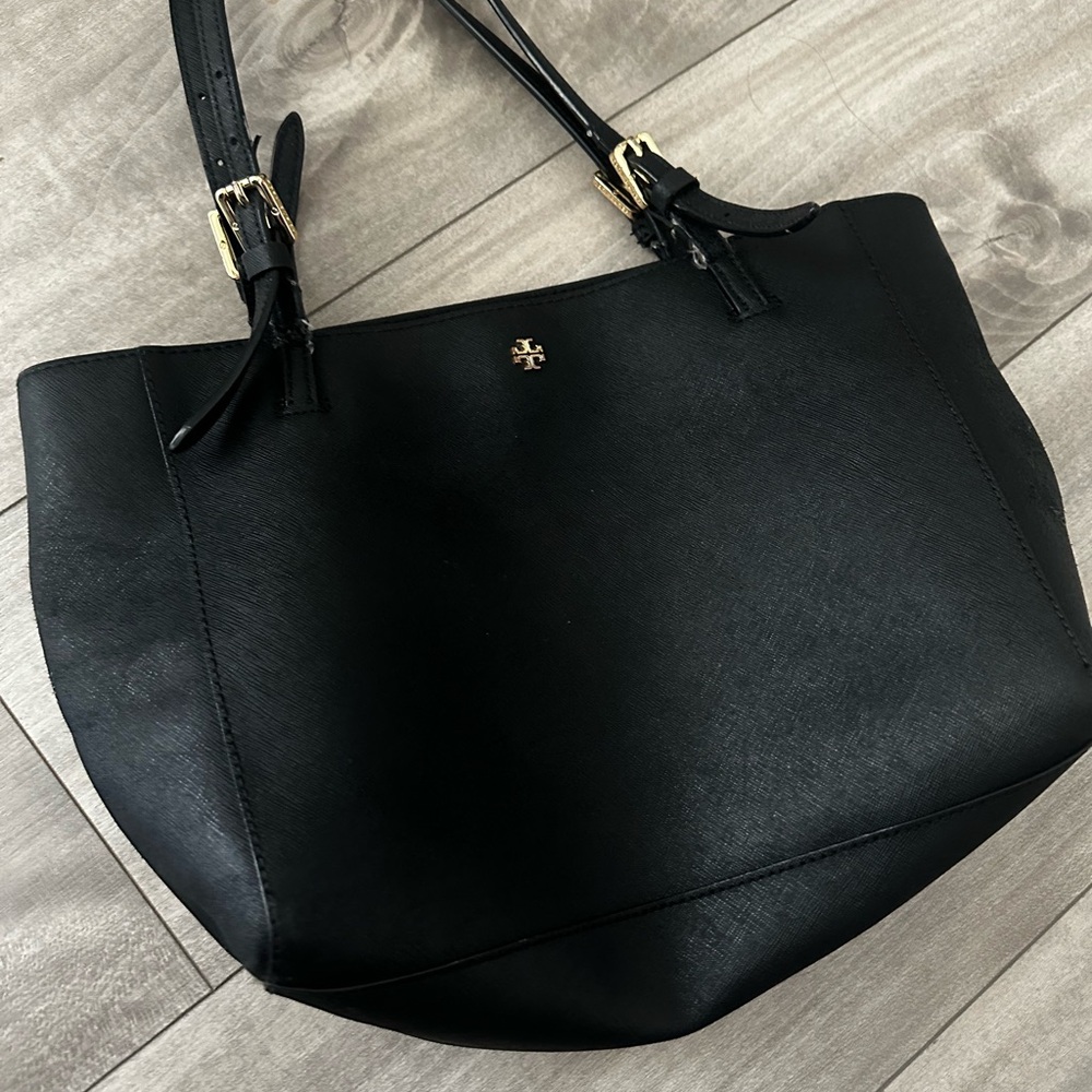 Tory Burch Black Tote with Gold Accents